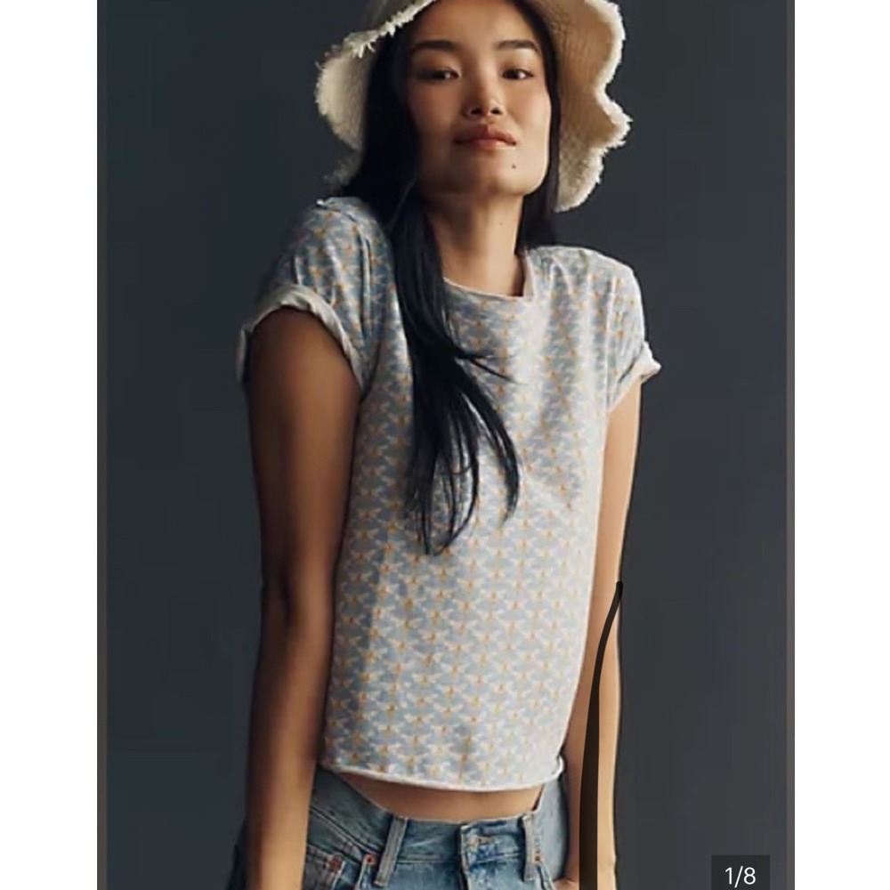 NEW Maeve Bee T Shirt Raw edge S Baby Tee Anthropologie